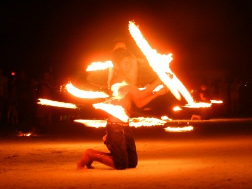 Koh Samet, fire twirler, Ko Samed