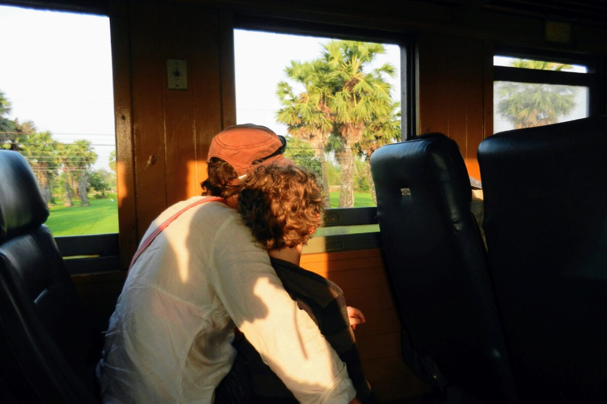The train from Bangkok to Ayutthaya. Family.