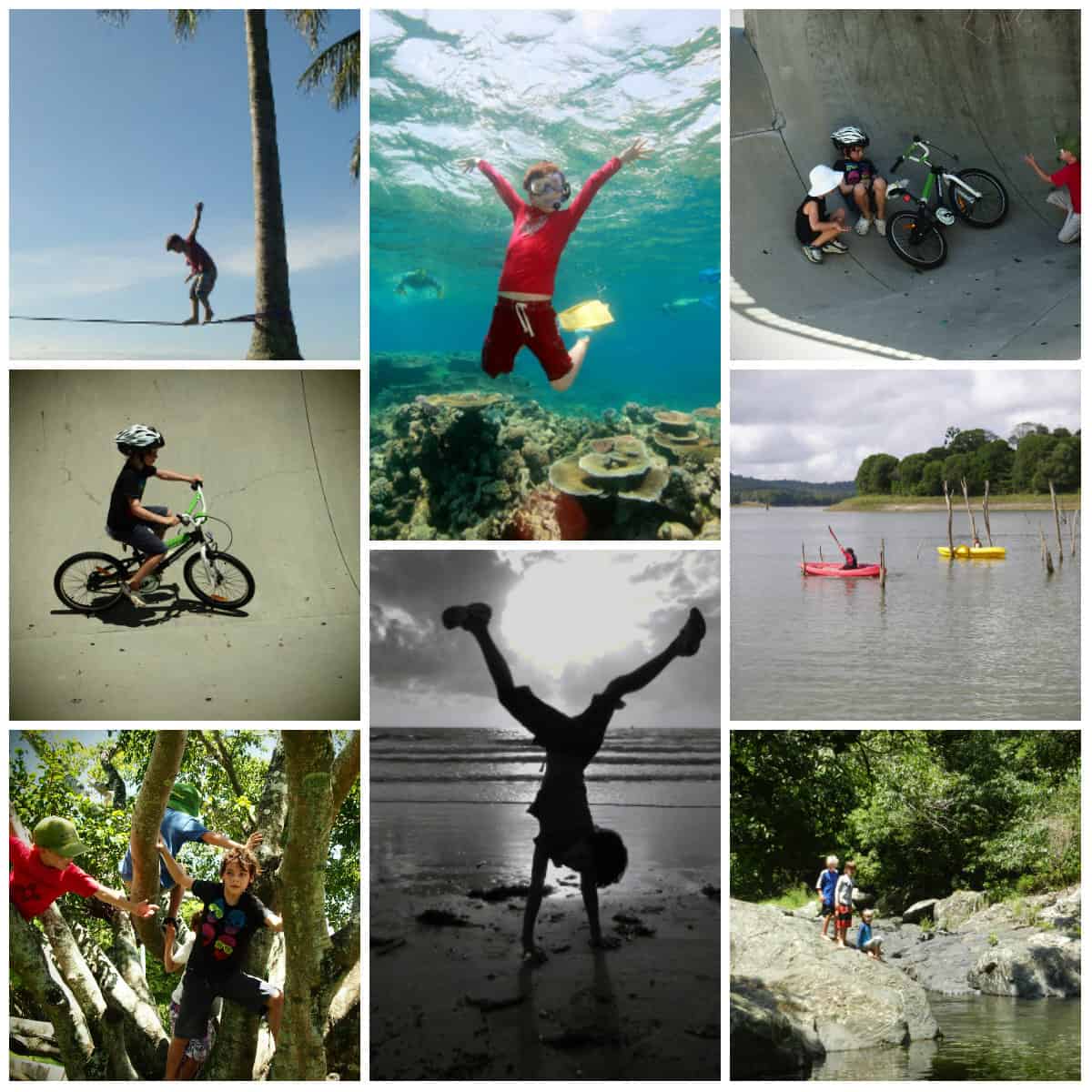 writing a homeschooling report for Queensland. This is the collage I submitted as part of his PE report.