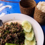 Food in Laos and Luang Prabang Laos food larp and sticky rice in traditional steamer