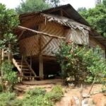 Long Neck Karen Village House near Mae Hong Song Visiting the Hill Tribes of Northern Thailand. Typical Village House