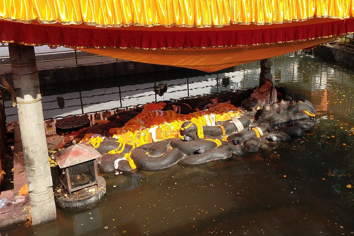 reclining vishnu kathmandu black stone god kathmandu