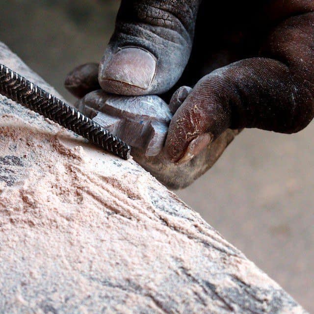 Stone carving lessons Mamalapuram Jeremy the turtle.