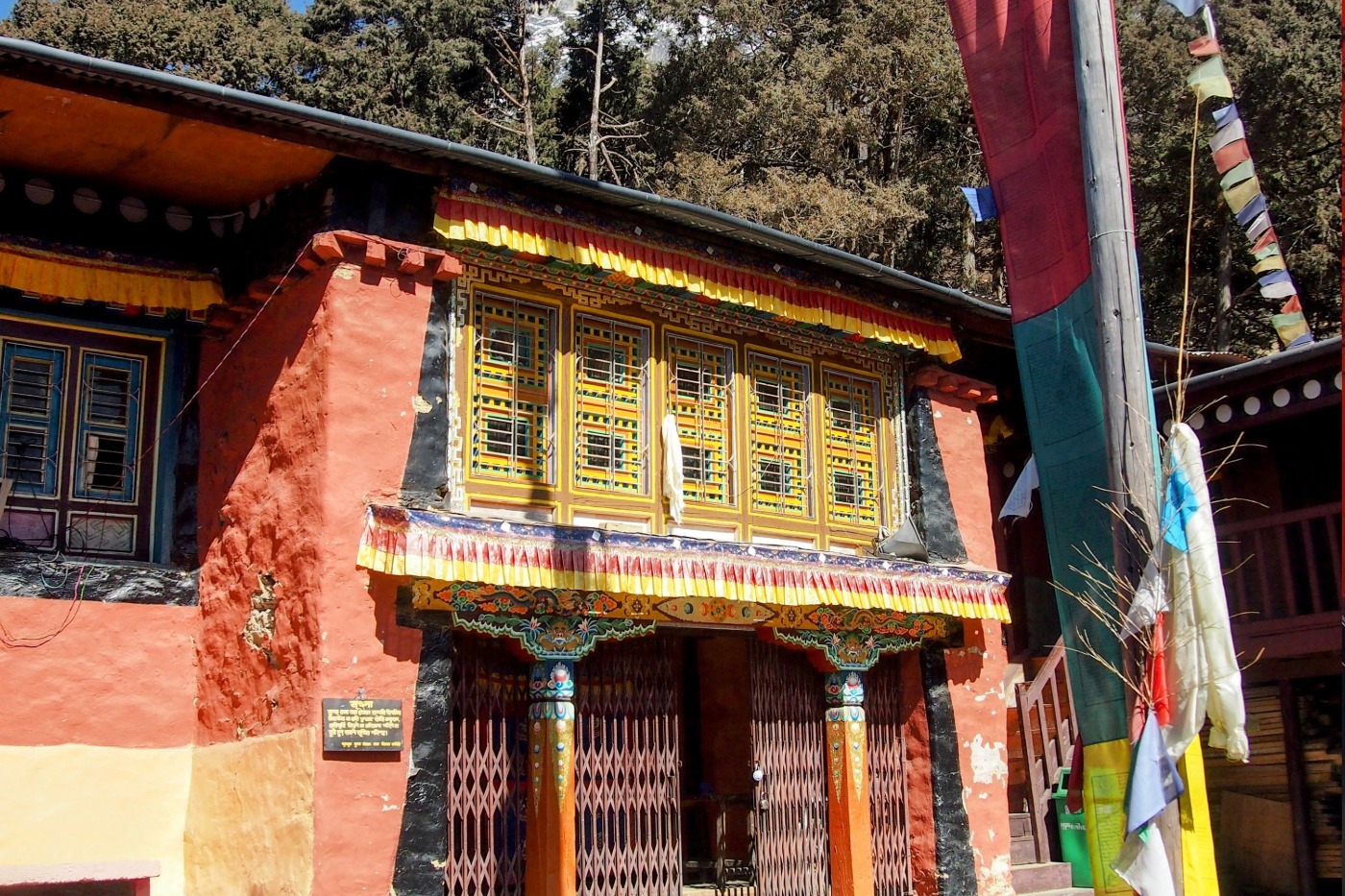 Exterior of the monastery in the Himalayas housing the yeti skull relic in Nepal