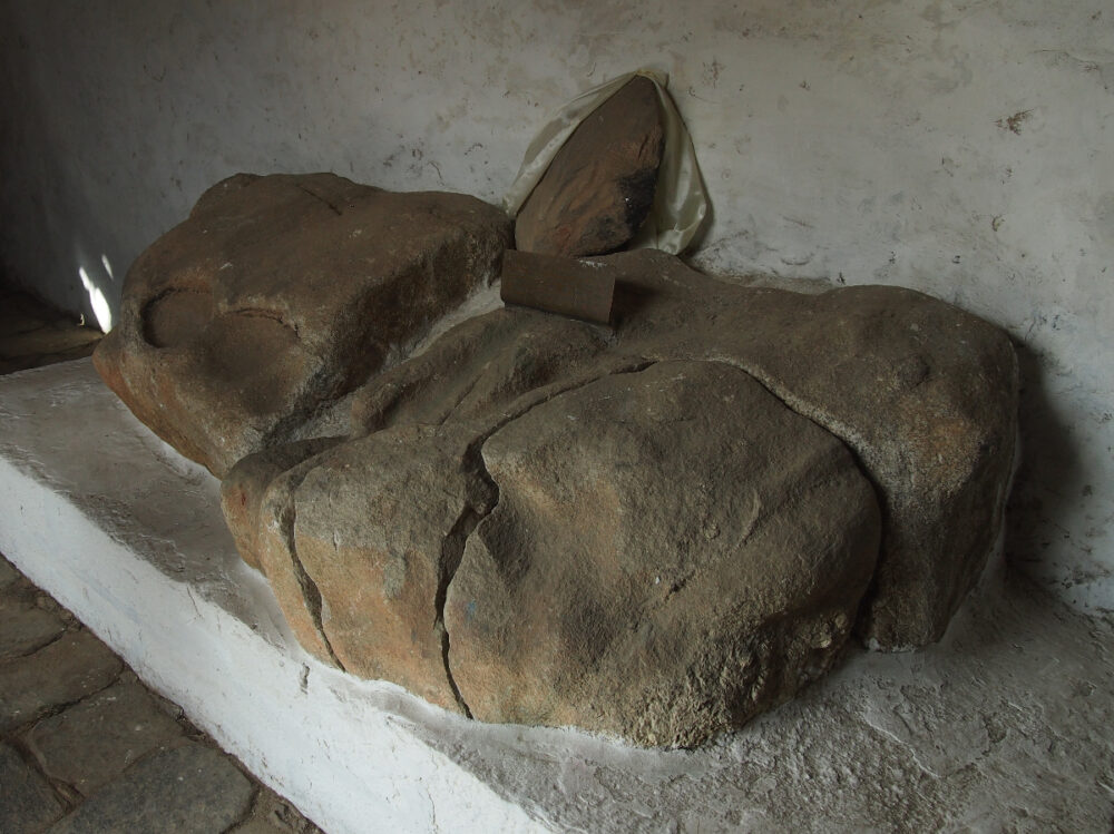 Inside Tengboche monastery rock imprint