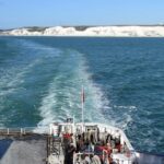 The white cliffs of dover. European Road trip and car ferry to Europe