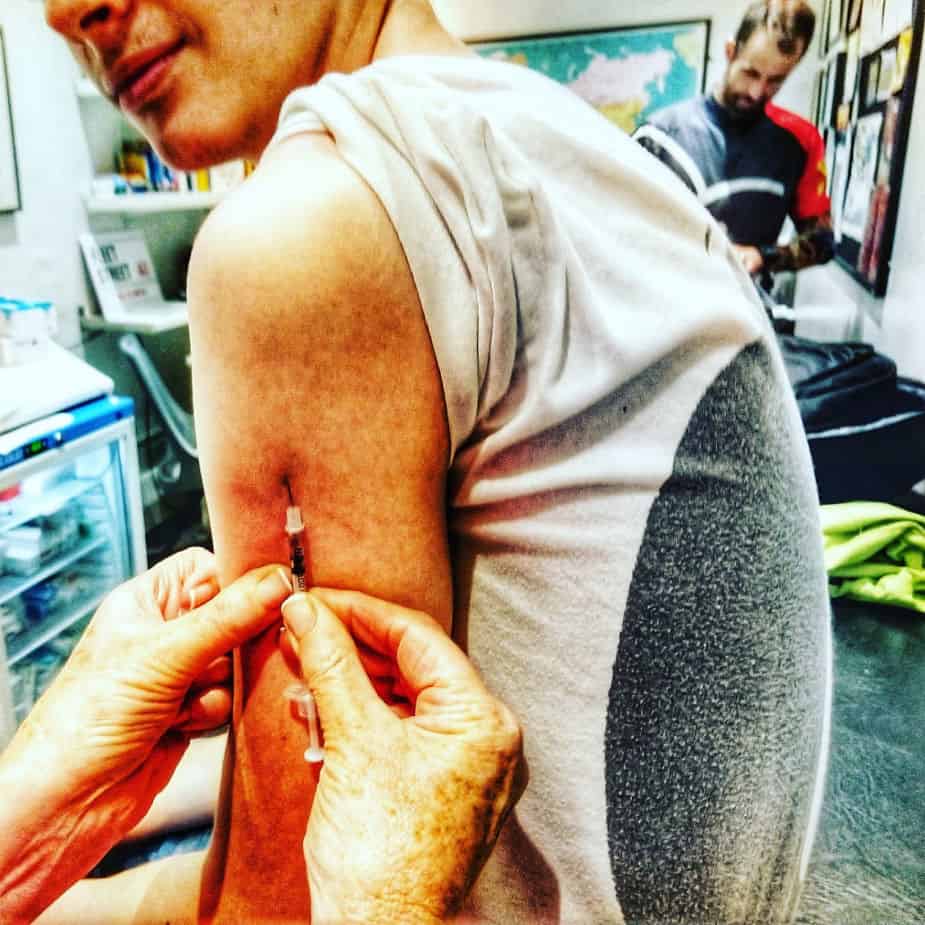 Getting rabies shots in London. Child