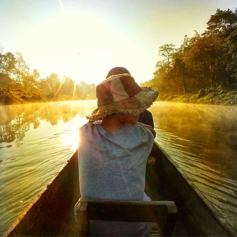Chitwan National Park Nepal. Visiting by canoe from Sauraha
