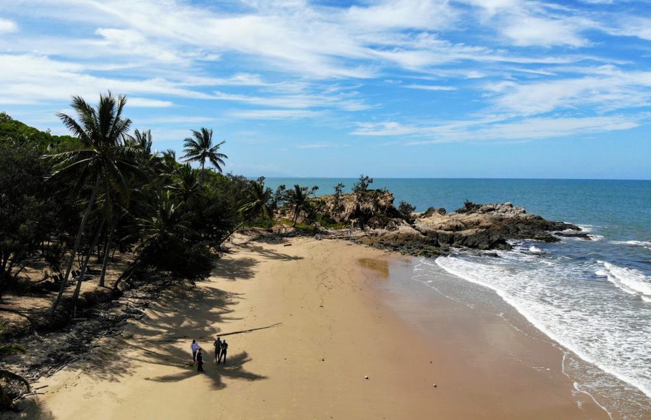 The quality of the photos we get with the drone is amazing. That's us down there in the shade of the palm tree. We have to compress our drone photos to use on the website but if you see them at full resolution and full size they are superb. We've had a lot of fun using the drone on the Great Barrier reef.