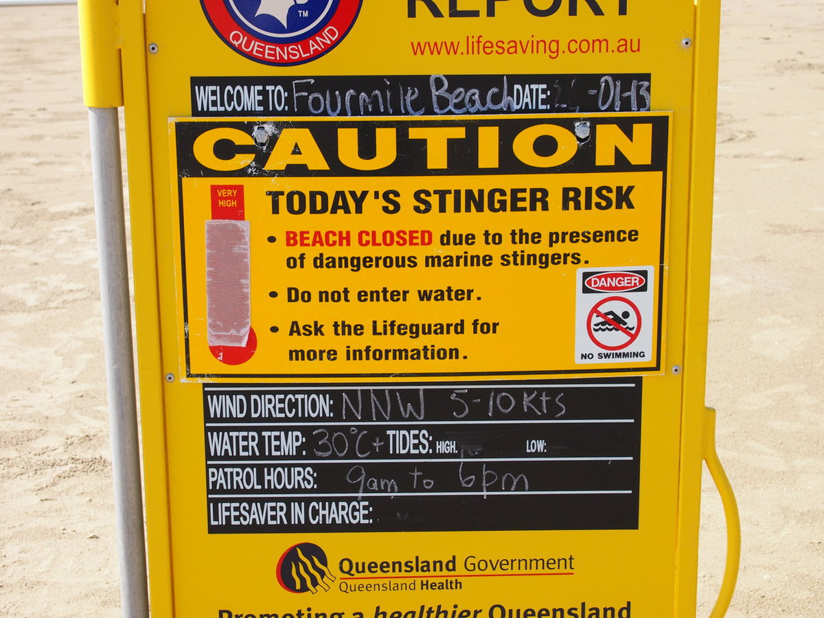 Port Douglas Beach Closed Sign