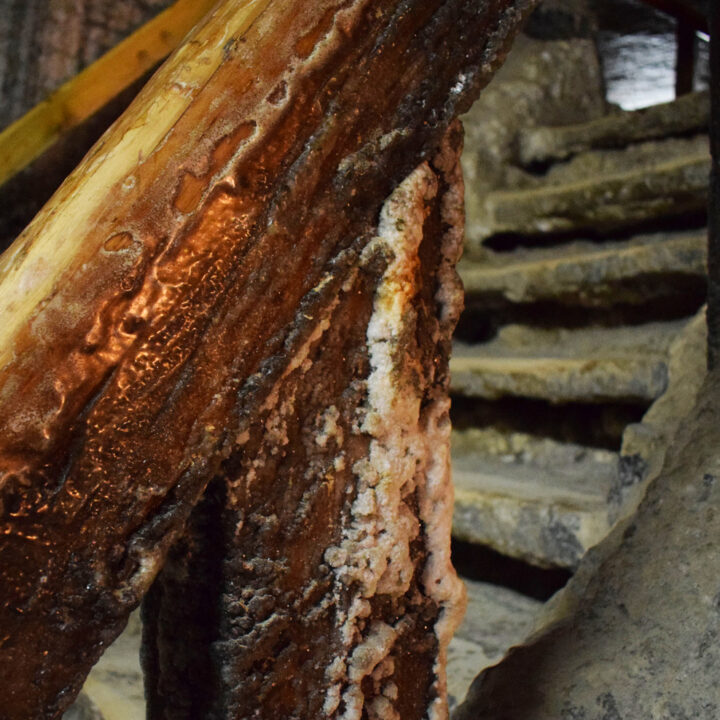 Turda Salt Mine salt encrusted steps