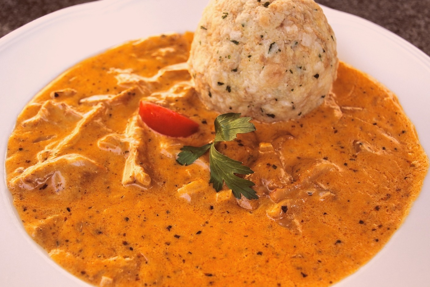 Bowl of hungarian food with dumpling