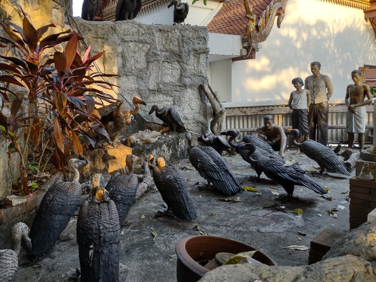 Inside Golden Mount Vulture Statues Bangkok