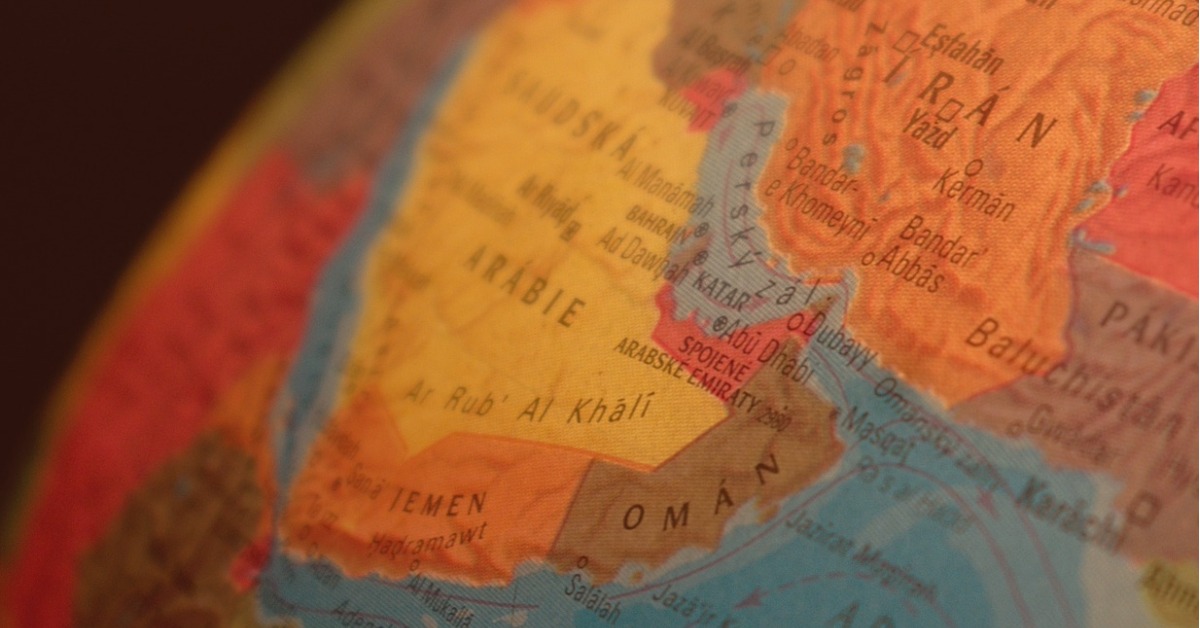 Map of the location of UAE in the Middle East