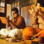 Kathakali performers getting ready in Fort Cochi India