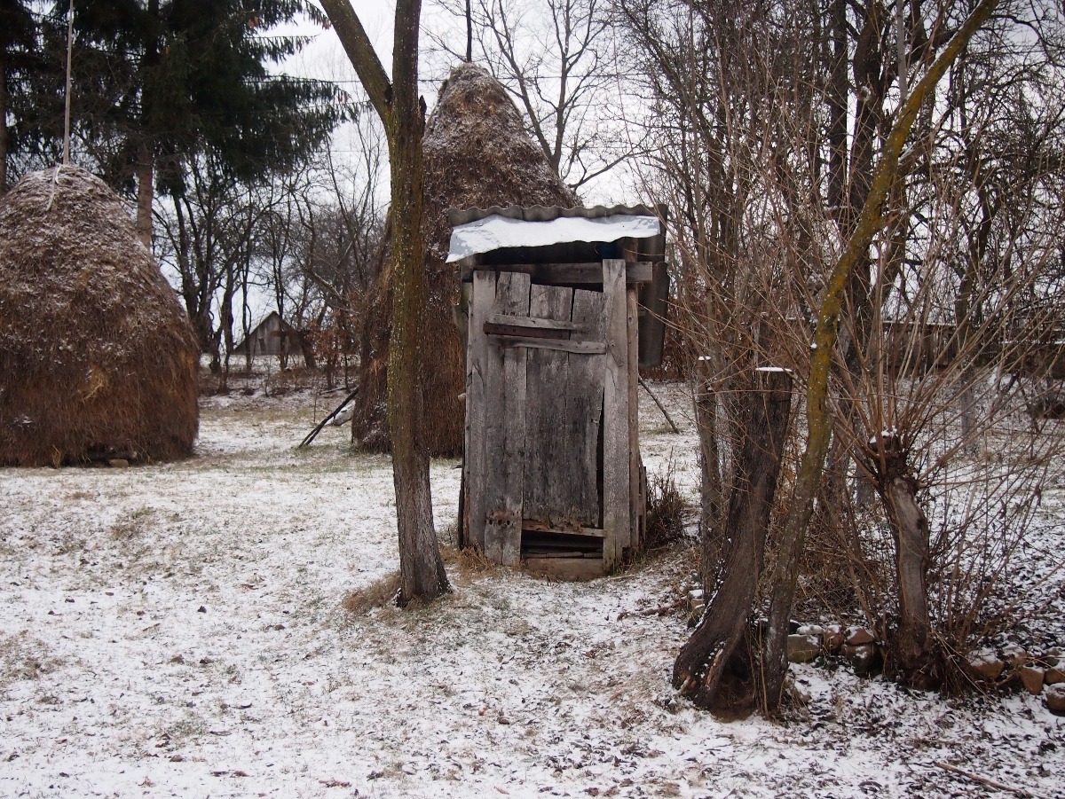 Romania winter outside bathroom