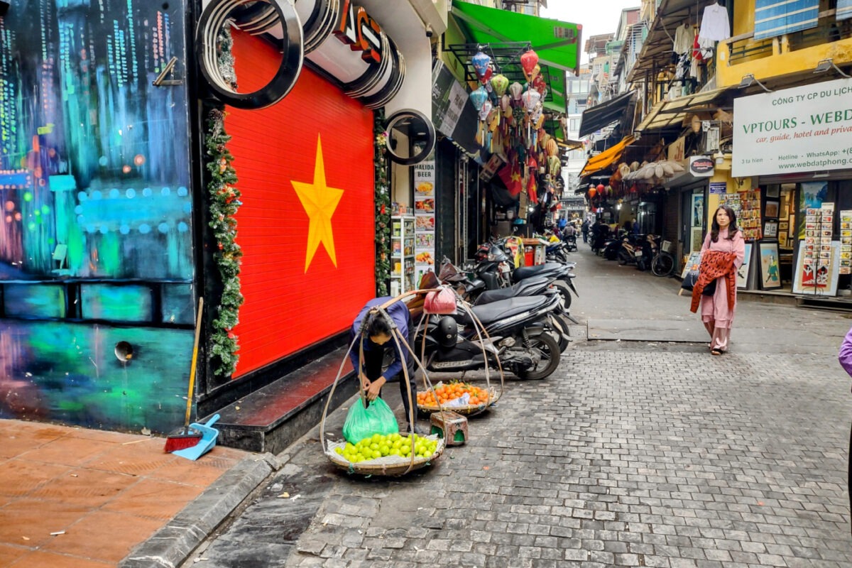 Beer Treet Hanoi by Day, street art and lanterns.