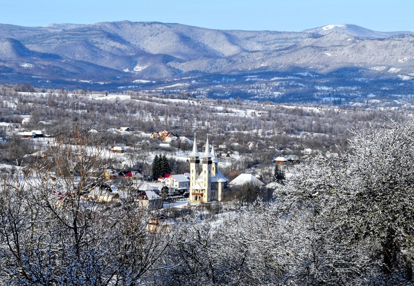 Breb Romania village church in winter