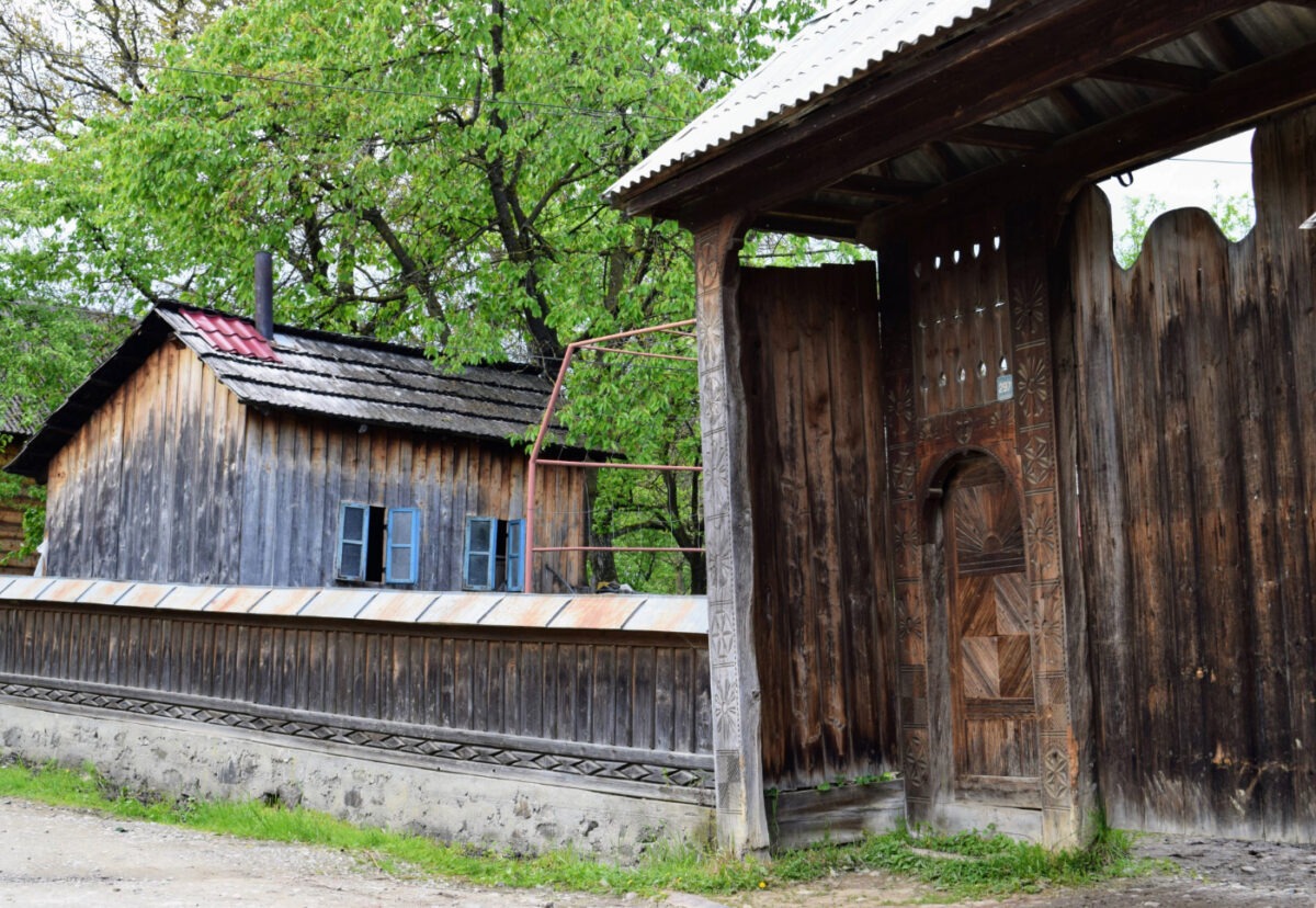 Breb Romania traditional wooden gates in the village