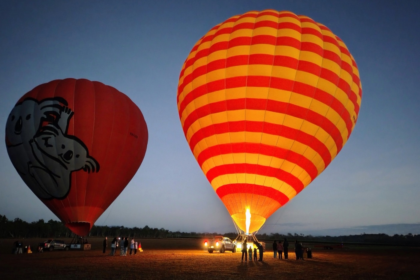 Hot air balloons taking off near Cairns Australia