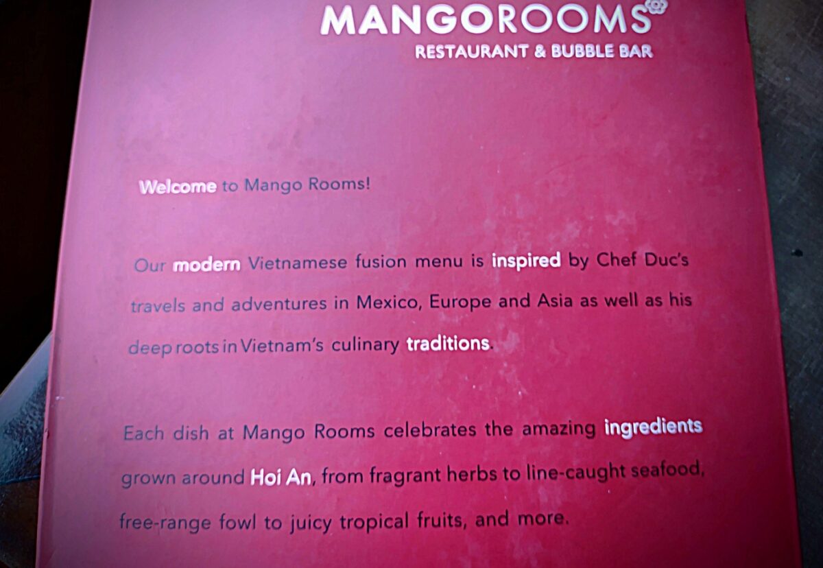 Menu Mango rooms Chef Duc Biography
